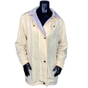 Braetan Vintage Pale Yellow Windbreaker Trench Coat Womens Small Removeable Hood